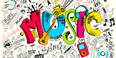 illustration of music background in doodle style