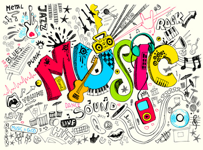 illustration of music background in doodle style