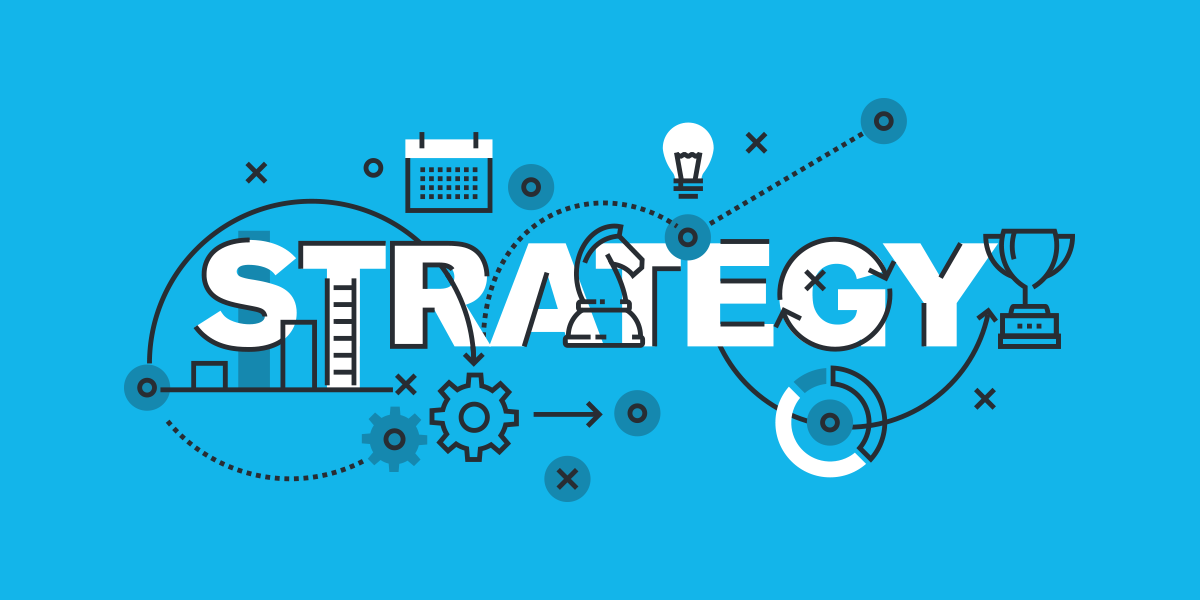 strategy on blue background