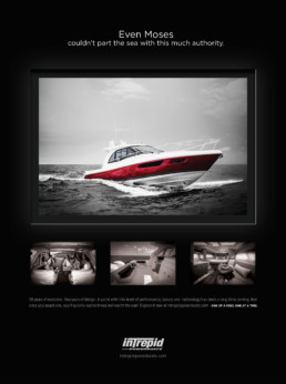 even Mose couldn't part the sea intrepid boat print ad