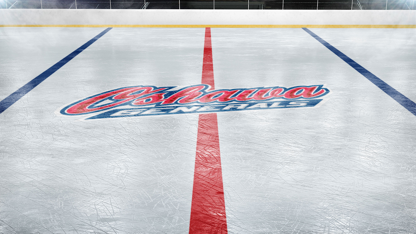 Oshawa logo on hockey ice rink