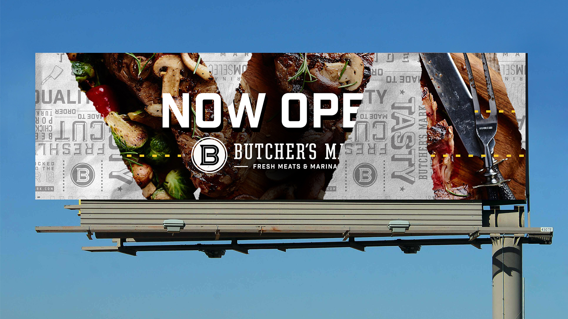 butcher's mark billboard mockup veggies and butcher paper