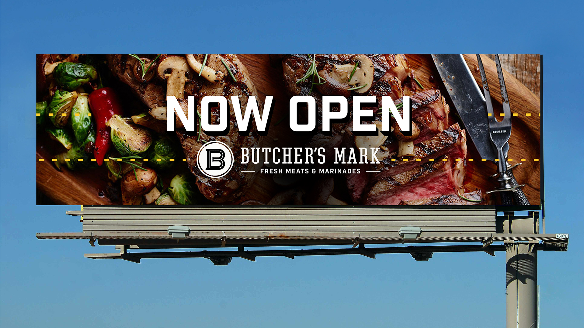 butcher's mark billboard mockup now open