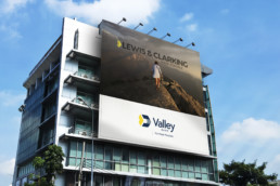 valley bank building banner mockup on Side of building