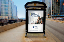 valley bank dream chasing bus bench ad