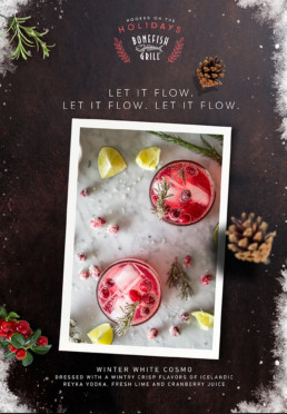 Bonefish grill holiday let it flow winter white cosmo mockup