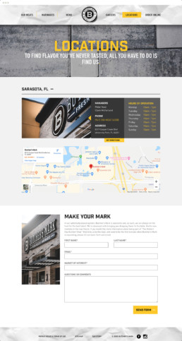 Butcher's mark website mockup locations page