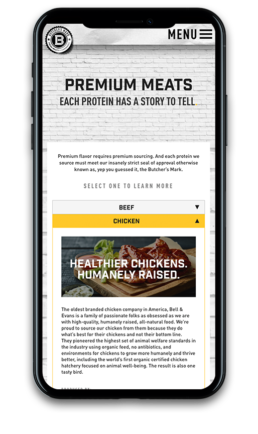 Butcher's mark mobile website mockup Premium Meats