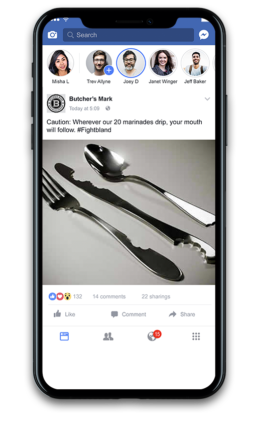 Butcher's Mark Facebook mockup utensils with bites missing