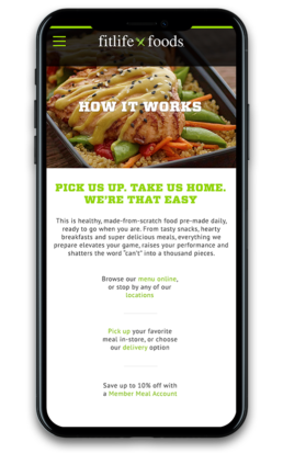 Fitlife mobile website mockup how it works page