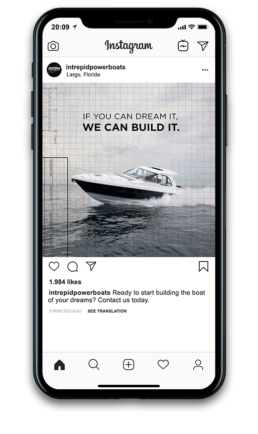 Intrepid Powerboats instagram mockup if you can dream it we can build it