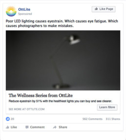 Ottlite Facebook eye strain causes mistakes creative mockup