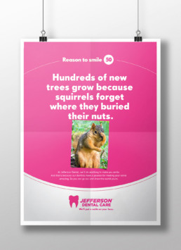 Jefferson dental reason to smile poster squirrels burying nuts