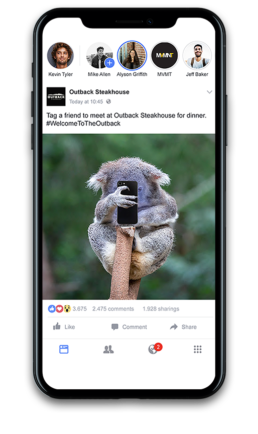 outback koala looking at phone Facebook mockup