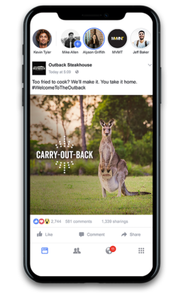 Outback kangaroo getting takeout instagram mock up