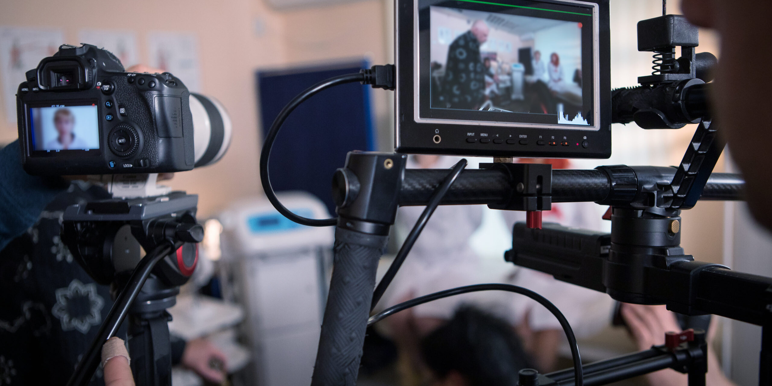 video cameras, movie set